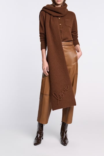 Dorothee Schumacher Gerippter Merino-Kaschmir-Schal LOVE Coffee