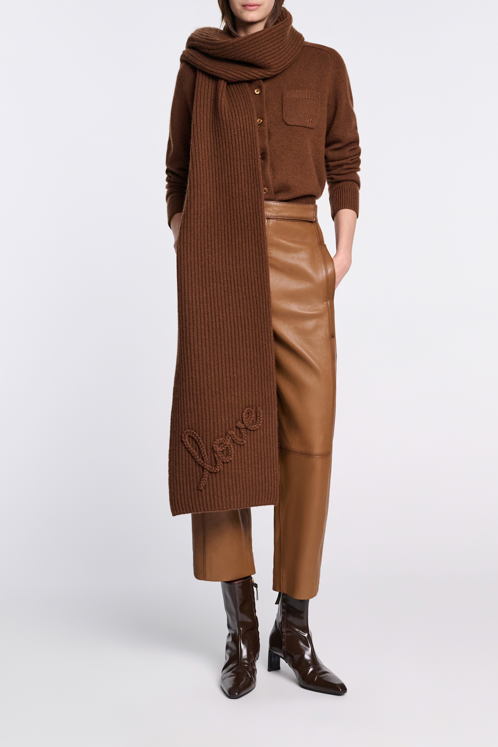 Dorothee Schumacher Gerippter Merino-Kaschmir-Schal LOVE Coffee