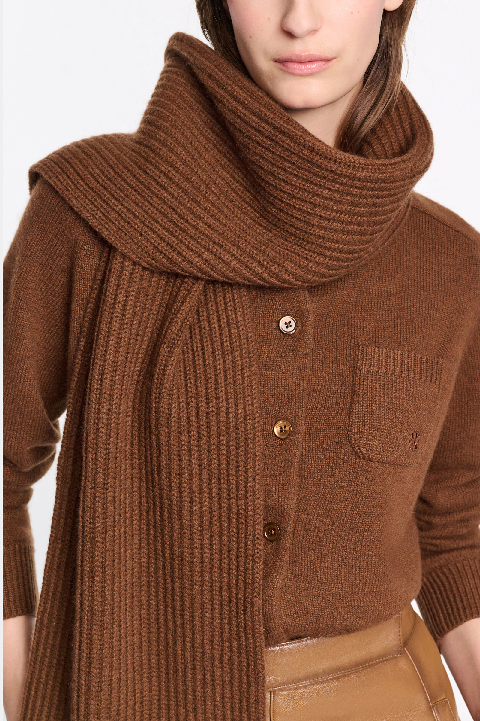 Dorothee Schumacher Gerippter Merino-Kaschmir-Schal LOVE Coffee