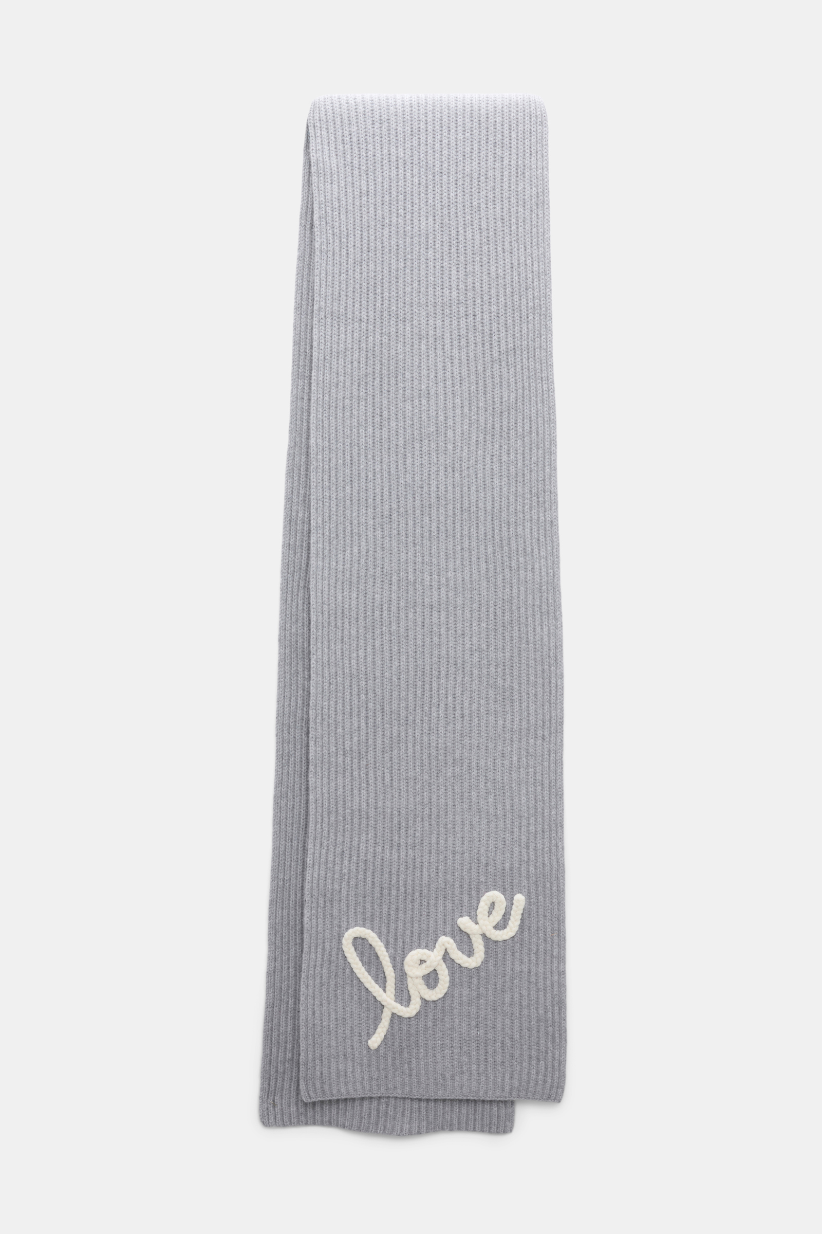 Dorothee Schumacher Ribbed Merino-cashmere LOVE scarf evening grey