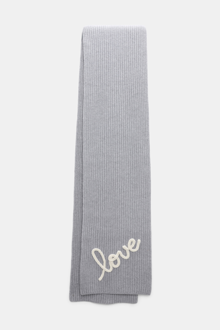 Dorothee Schumacher Ribbed Merino-cashmere LOVE scarf evening grey