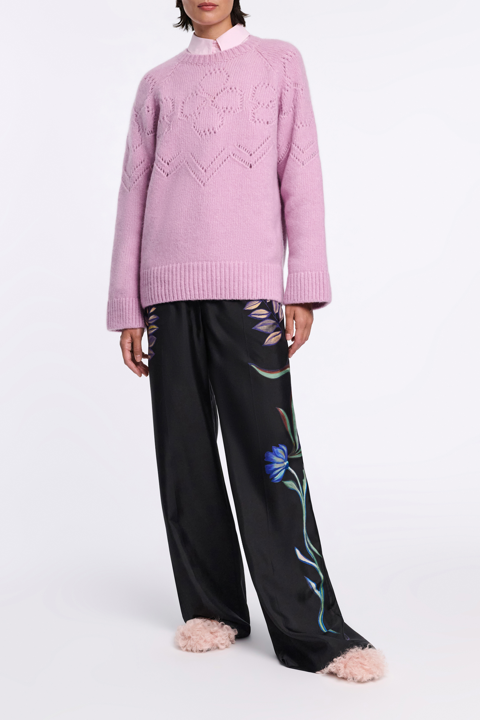 BLOOMING LUXURY pullover Dorothee Schumacher Rundhalspullover aus Kaschmir-Seiden-Garn hibiscus