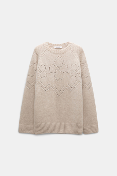 Dorothee Schumacher Pullover with D-rose pointelle soft sand