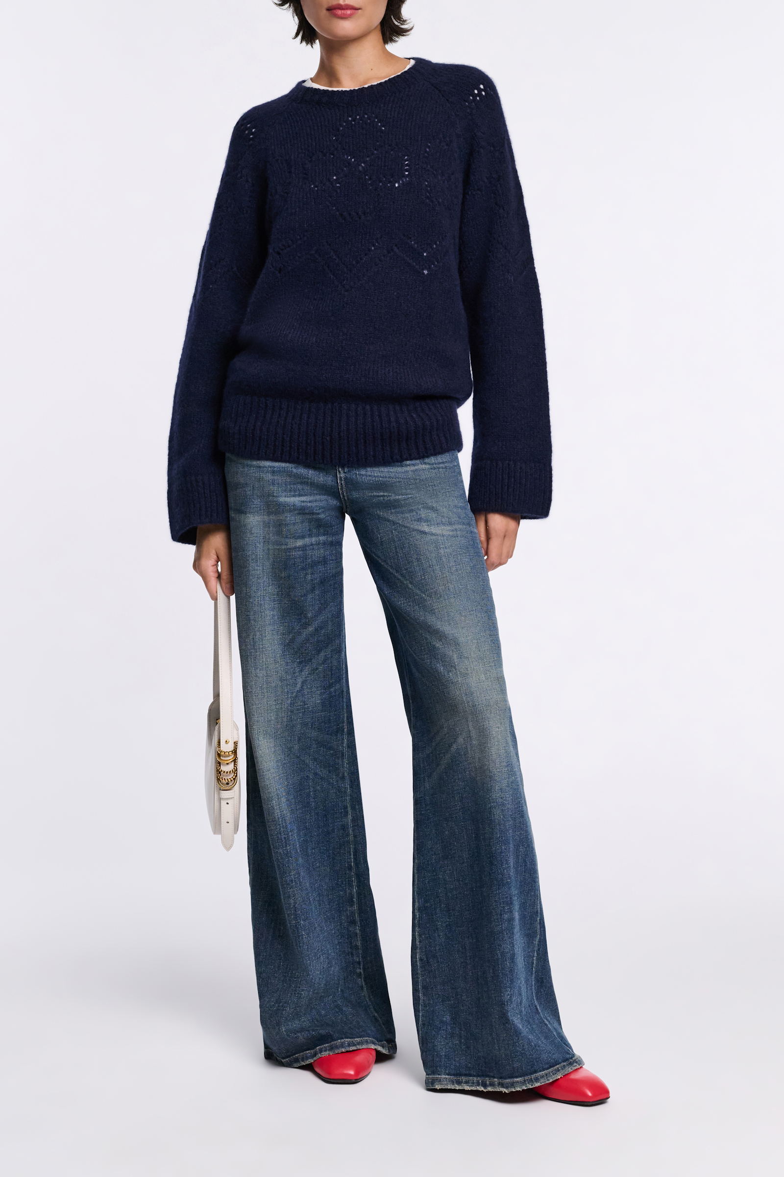 BLOOMING LUXURY pullover Dorothee Schumacher Rundhalspullover aus Kaschmir-Seiden-Garn navy