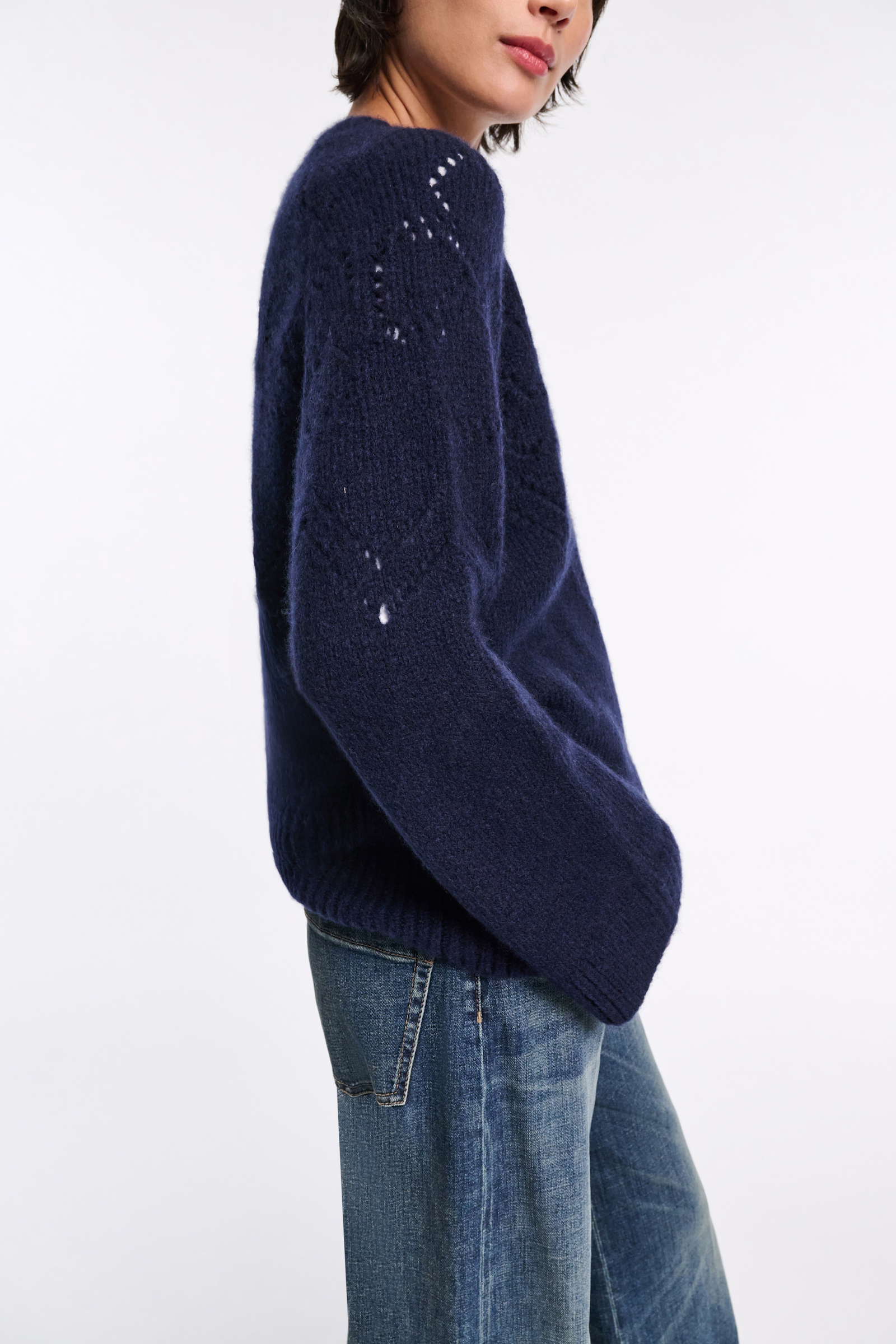 BLOOMING LUXURY pullover Dorothee Schumacher Rundhalspullover aus Kaschmir-Seiden-Garn navy