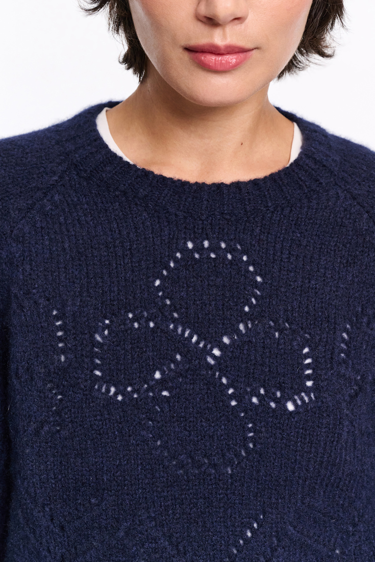 BLOOMING LUXURY pullover Dorothee Schumacher Rundhalspullover aus Kaschmir-Seiden-Garn navy