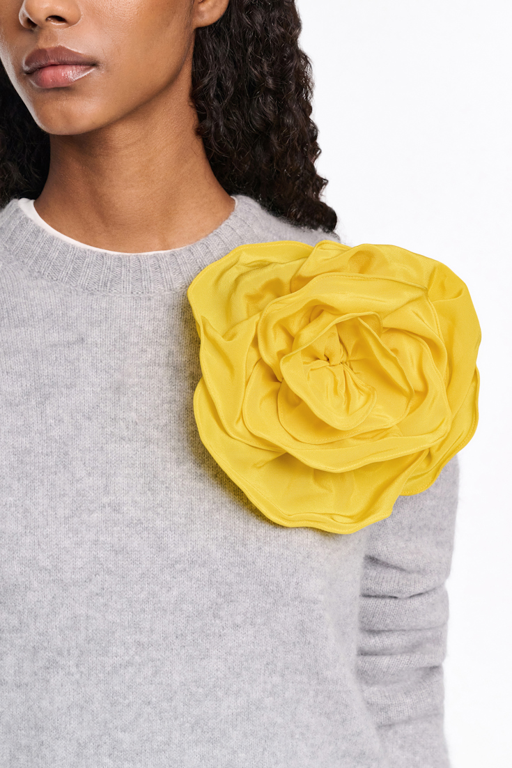 Dorothee Schumacher Silk skirt with XL flower brooch sun