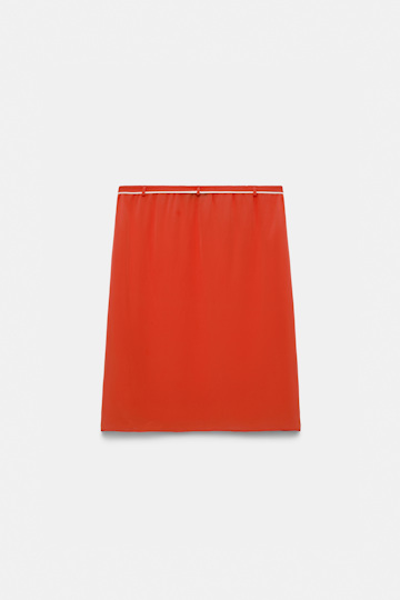 Dorothee Schumacher Silk skirt-tube top hybrid with brooch orange