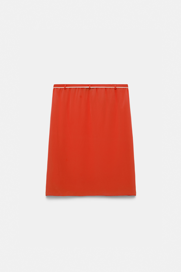 Dorothee Schumacher Seidenrock mit Maxi-Blumenbrosche orange