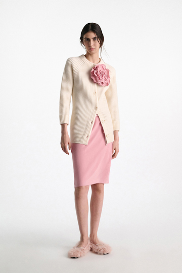 Dorothee Schumacher Silk skirt-tube top hybrid with brooch Rose