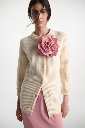Dorothee Schumacher Silk skirt-tube top hybrid with brooch Rose