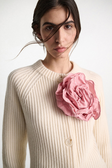 Dorothee Schumacher Silk skirt-tube top hybrid with brooch Rose