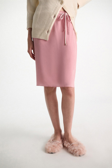 Dorothee Schumacher Silk skirt-tube top hybrid with brooch Rose