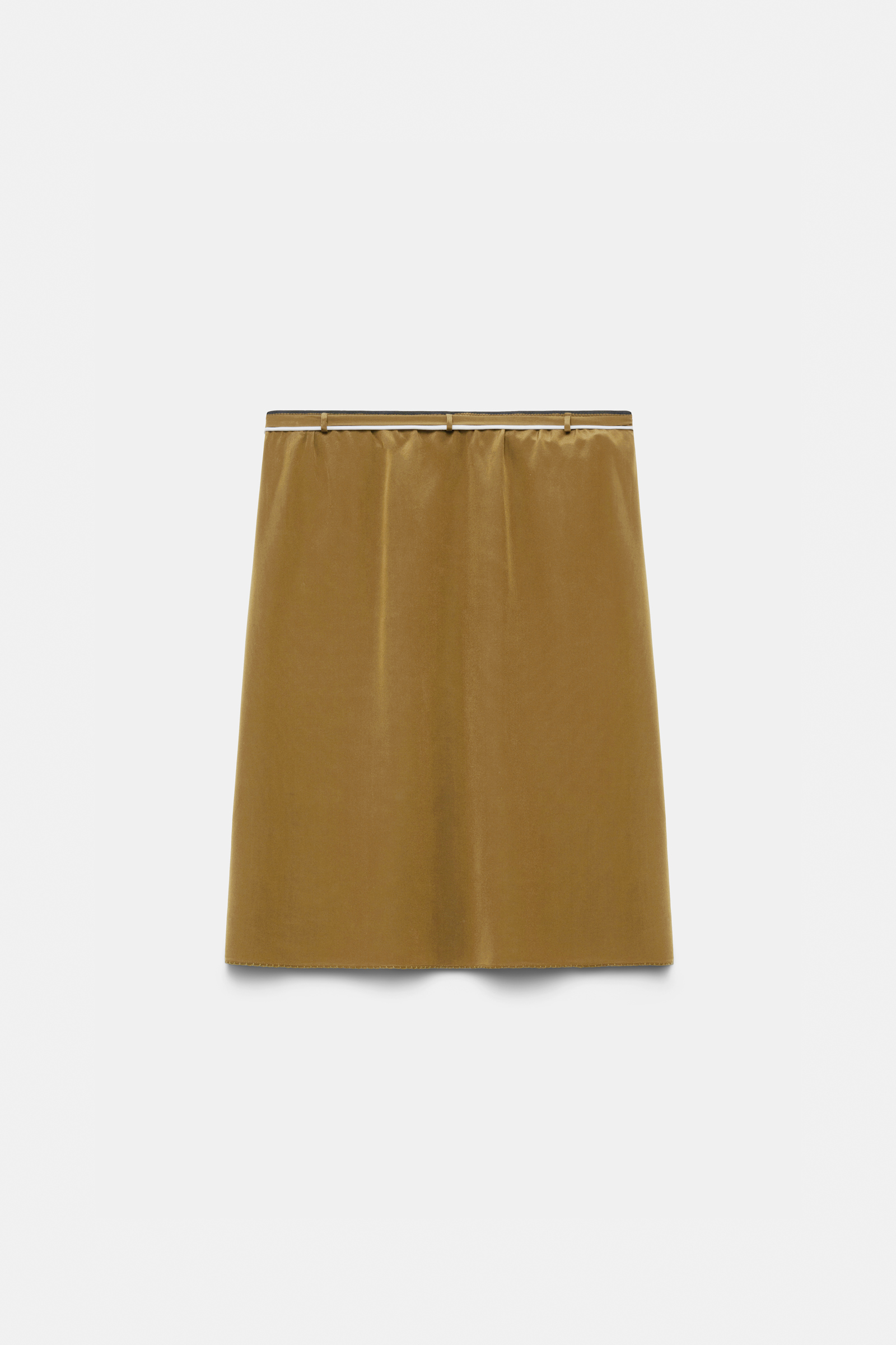 Dorothee Schumacher Seidenrock mit Maxi-Blumenbrosche lime