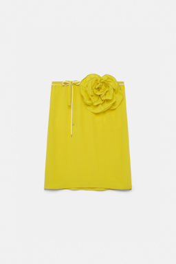 Dorothee Schumacher Silk skirt with XL flower brooch lime