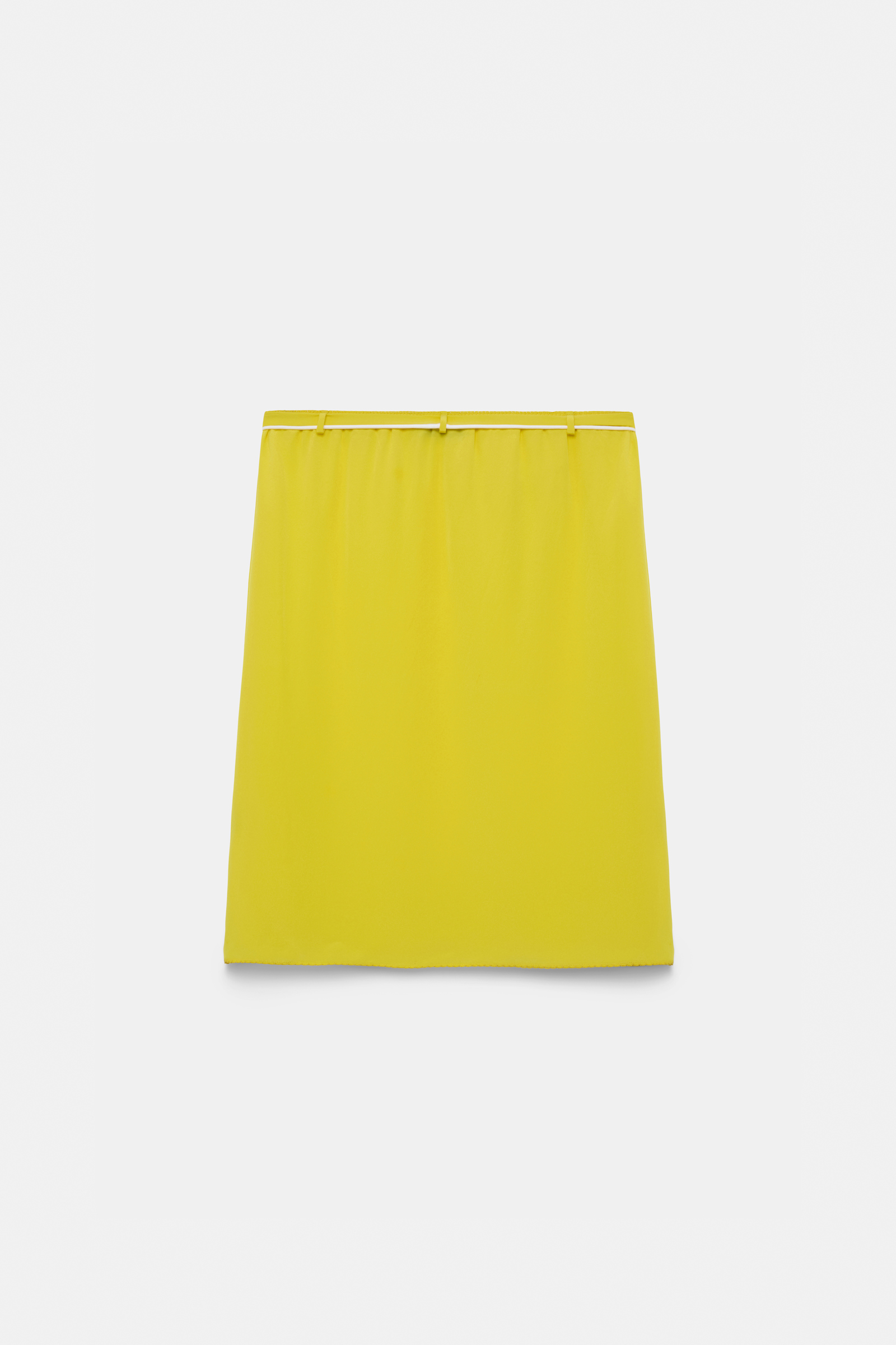 Dorothee Schumacher Silk skirt with XL flower brooch lime