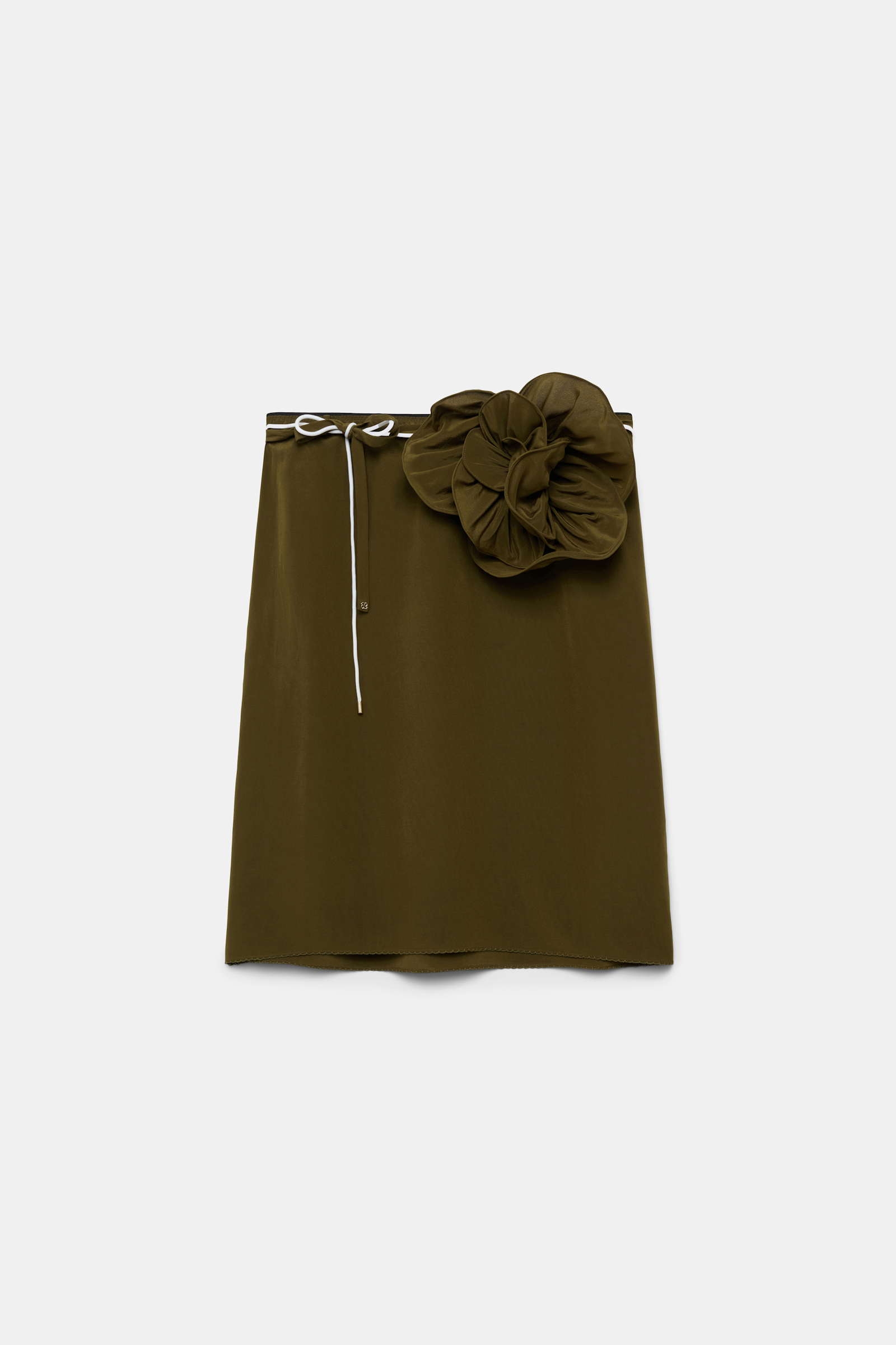 Dorothee Schumacher Silk skirt with XL flower brooch dark brown