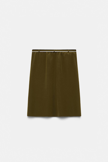 Dorothee Schumacher Silk skirt-tube top hybrid with brooch dark brown