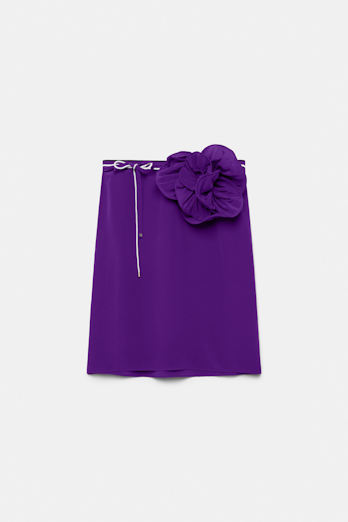 Dorothee Schumacher Silk skirt with XL flower brooch lilac