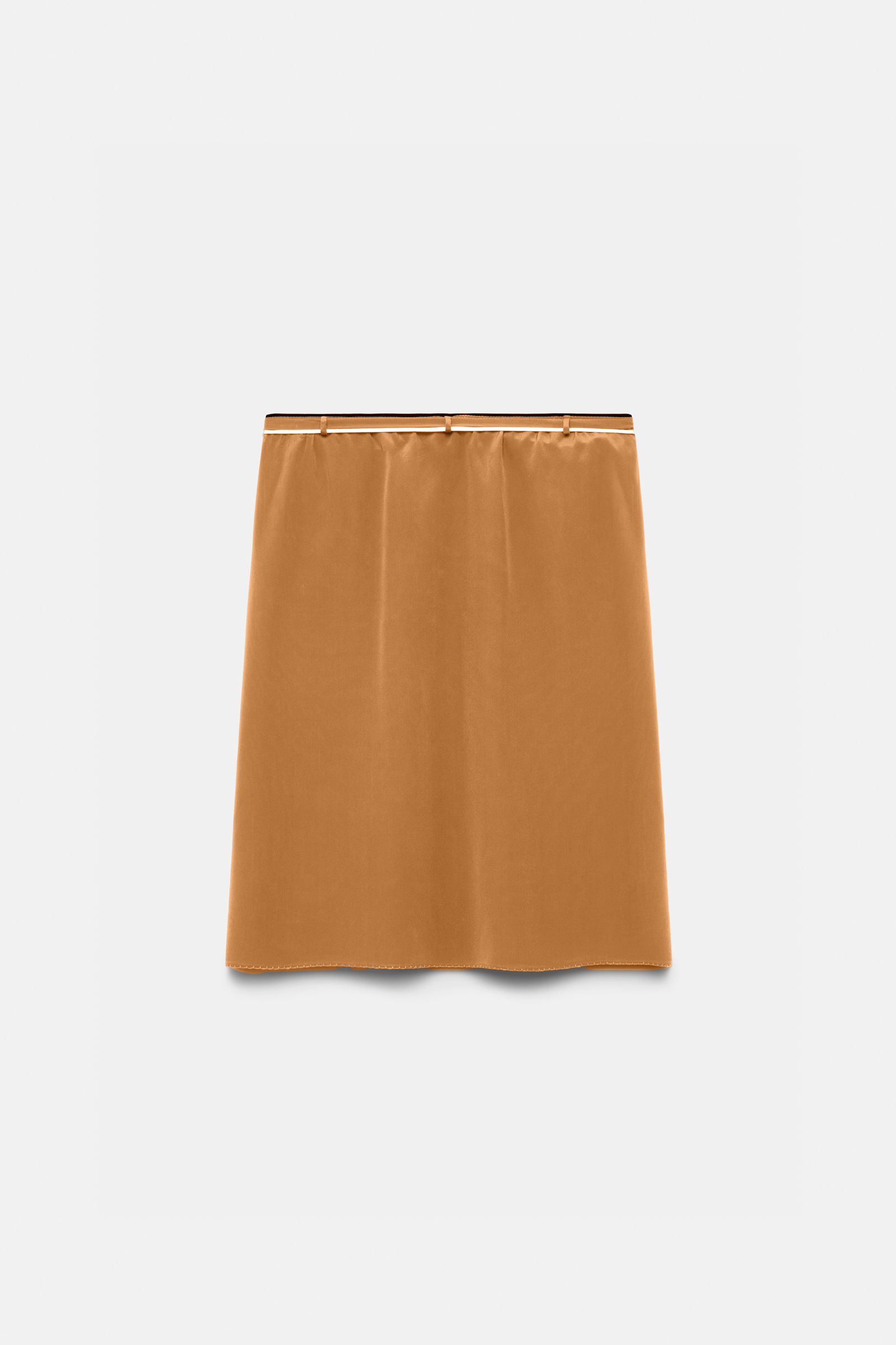 Dorothee Schumacher Seidenrock mit Maxi-Blumenbrosche toffee