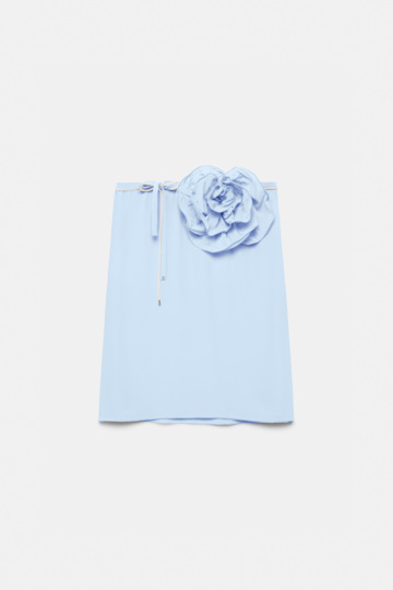 Dorothee Schumacher Silk skirt-tube top hybrid with brooch sky