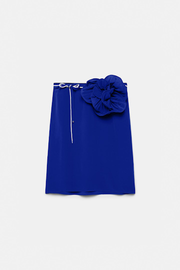 Dorothee Schumacher Silk skirt-tube top hybrid with brooch blue