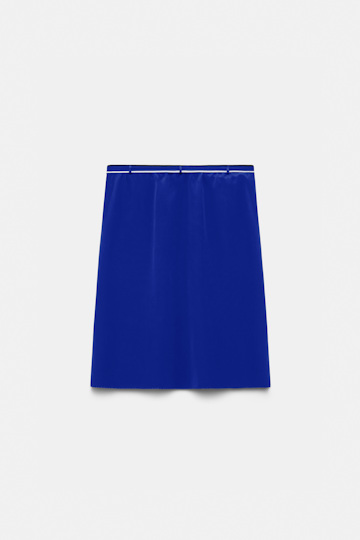 Dorothee Schumacher Silk skirt-tube top hybrid with brooch blue