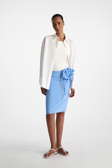 Dorothee Schumacher Silk skirt-tube top hybrid with brooch blue