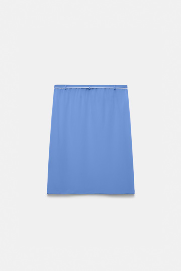 Dorothee Schumacher Silk skirt-tube top hybrid with brooch blue
