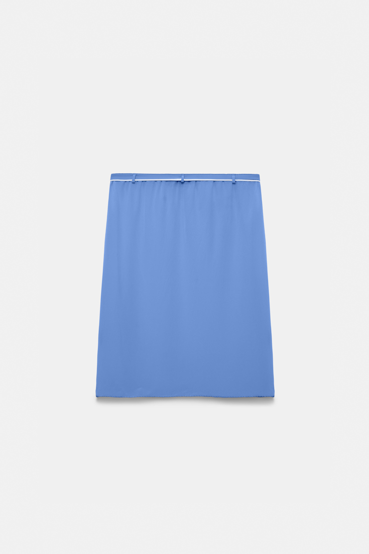 Dorothee Schumacher Silk skirt with XL flower brooch blue