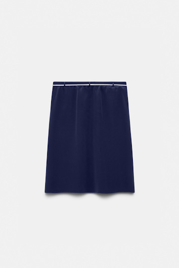 Dorothee Schumacher Silk skirt-tube top hybrid with brooch night blue
