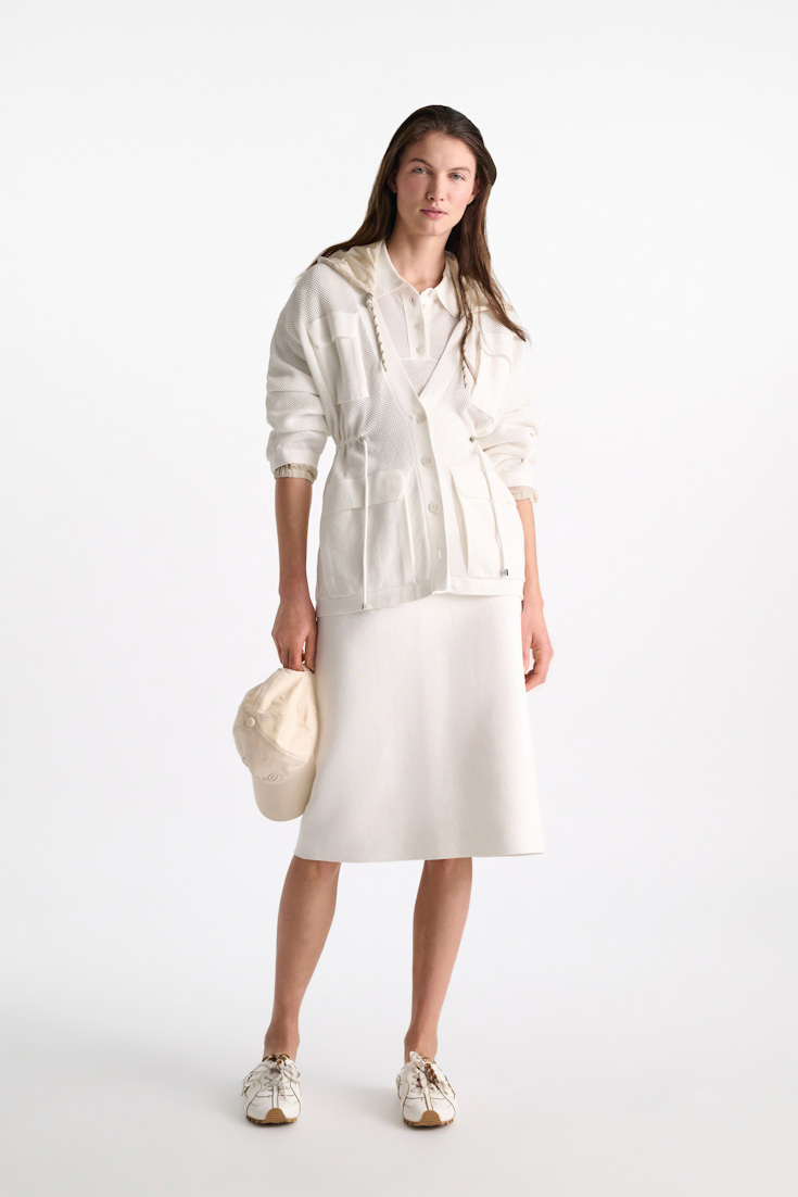 Dorothee Schumacher Pointelle knit stretch cotton cardigan eggshell