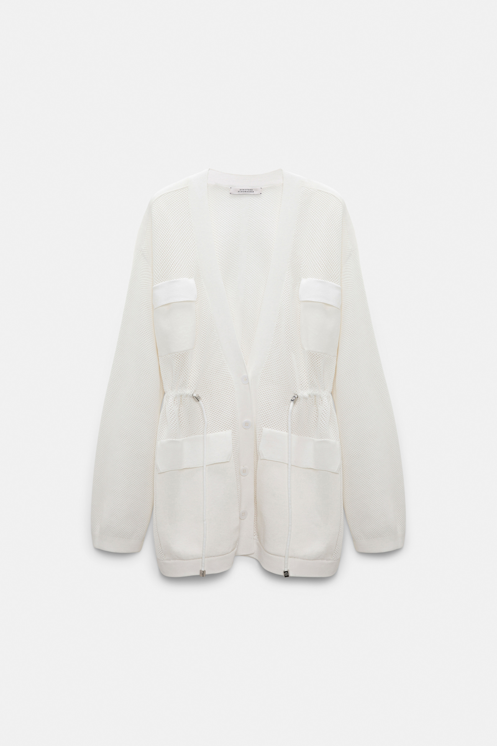 Dorothee Schumacher Pointelle knit stretch cotton cardigan eggshell