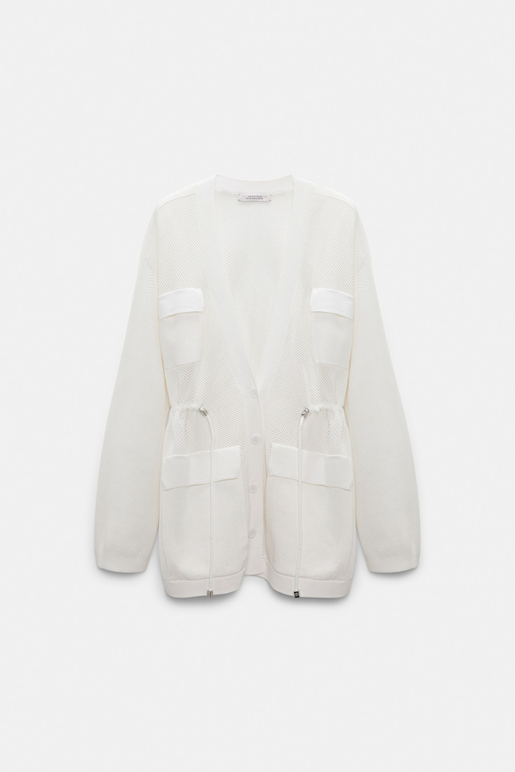 Dorothee Schumacher Pointelle knit stretch cotton cardigan eggshell