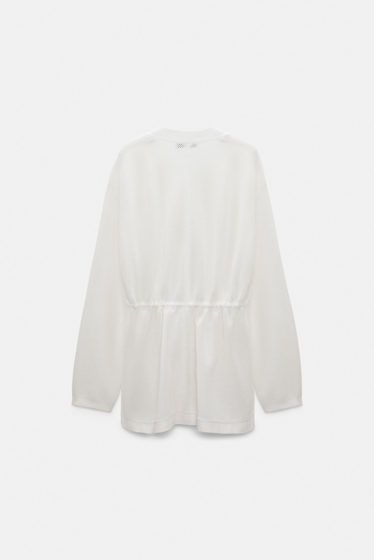 Dorothee Schumacher Pointelle knit stretch cotton cardigan eggshell