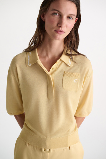 Dorothee Schumacher Knit polo shirt with embroidery pastis