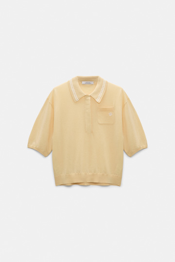 Dorothee Schumacher Knit polo shirt with embroidery pastis