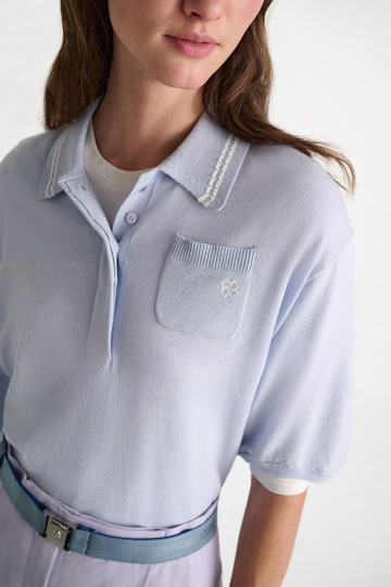 Dorothee Schumacher Knit polo shirt with embroidery ice sky