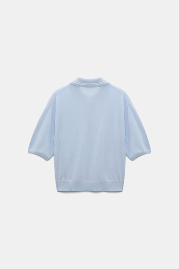 Dorothee Schumacher Knit polo shirt with embroidery ice sky