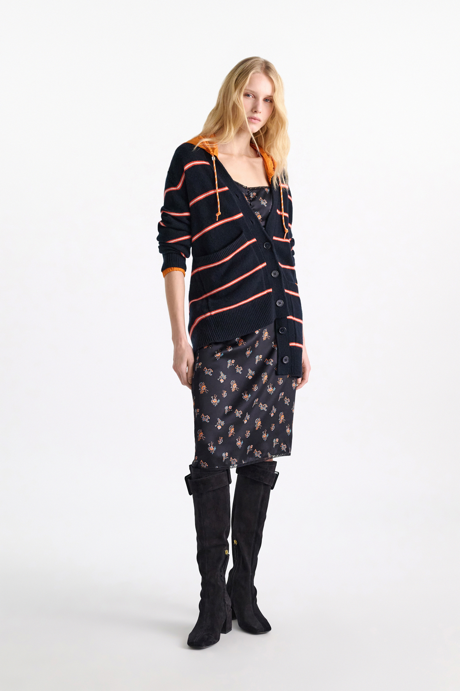 Dorothee Schumacher Merino-cashmere striped knit cardigan energetic blue trio