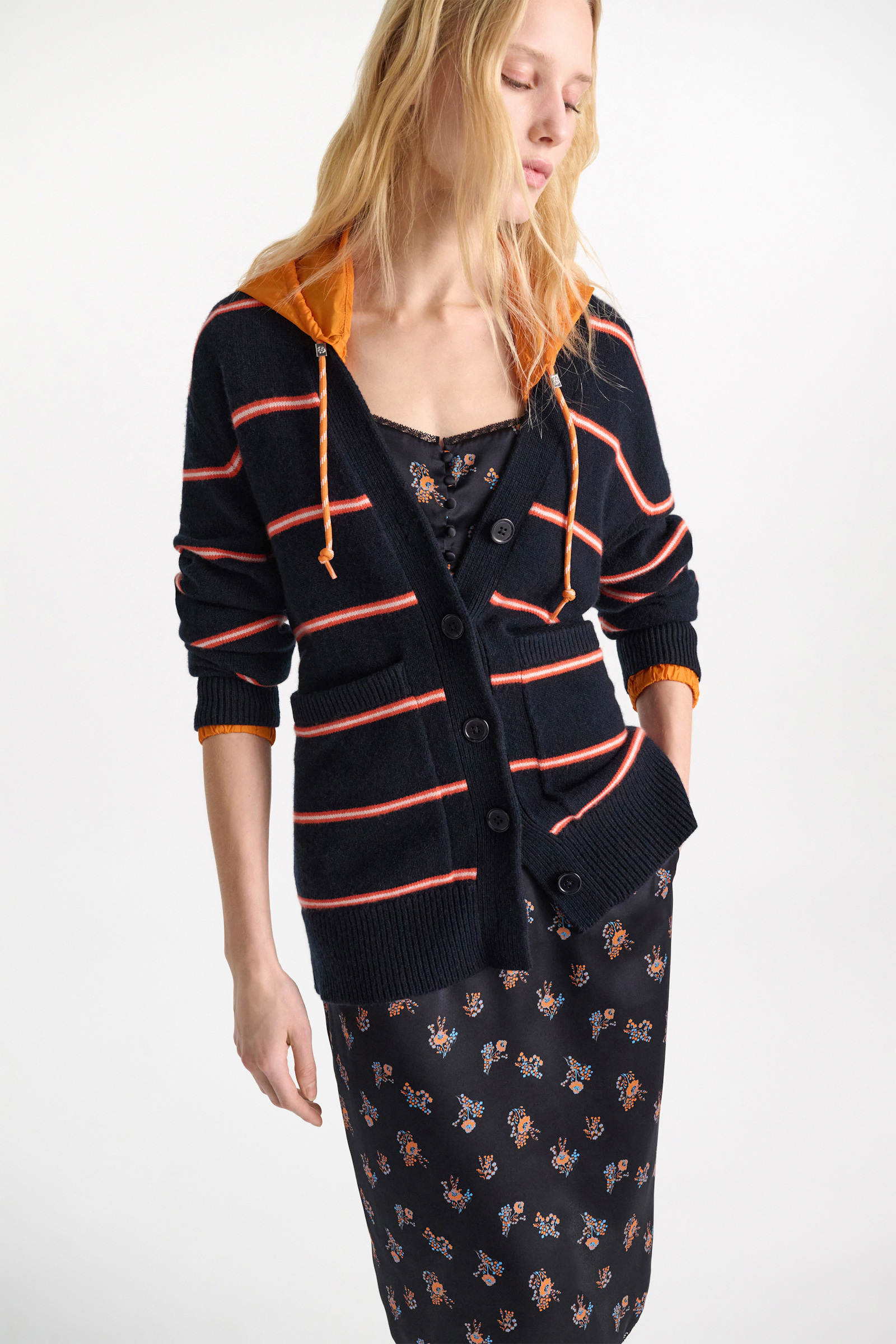 Dorothee Schumacher Merino-cashmere striped knit cardigan energetic blue trio