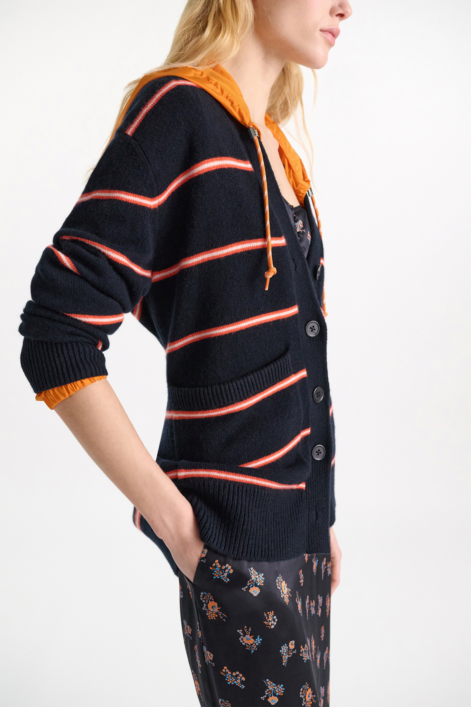 Dorothee Schumacher Merino-cashmere striped knit cardigan energetic blue trio