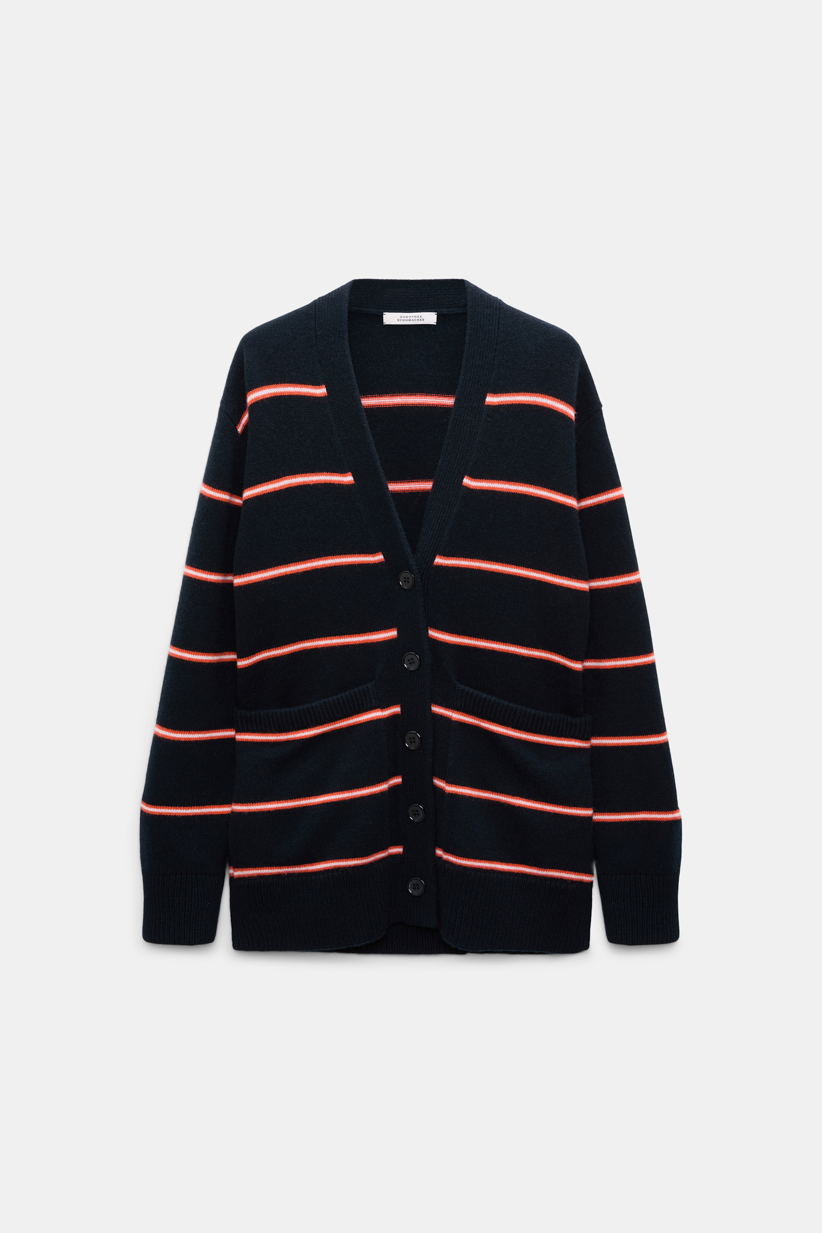 Dorothee Schumacher Merino-cashmere striped knit cardigan energetic blue trio