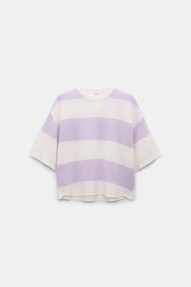 Dorothee Schumacher Merino-cashmere striped knit top white lavendel