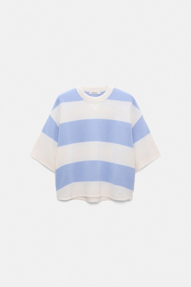 Dorothee Schumacher Merino-cashmere striped knit top white sky