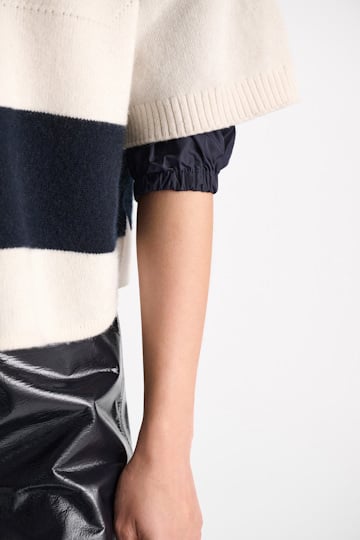 Dorothee Schumacher Merino-cashmere striped knit top white navy