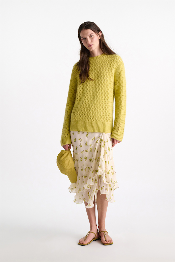 Dorothee Schumacher Open knit Merino-cashmere pullover goldfinch