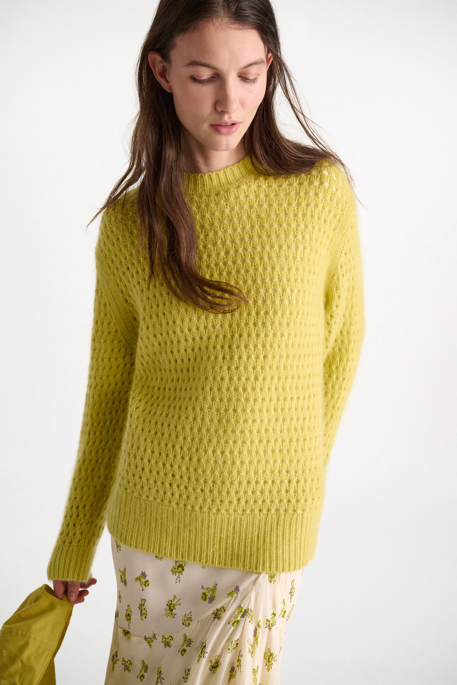 Dorothee Schumacher Open knit Merino-cashmere pullover goldfinch