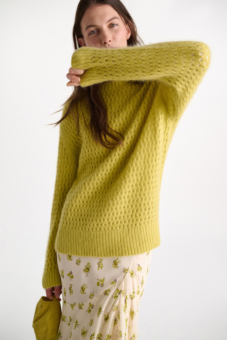 Dorothee Schumacher Open knit Merino-cashmere pullover goldfinch
