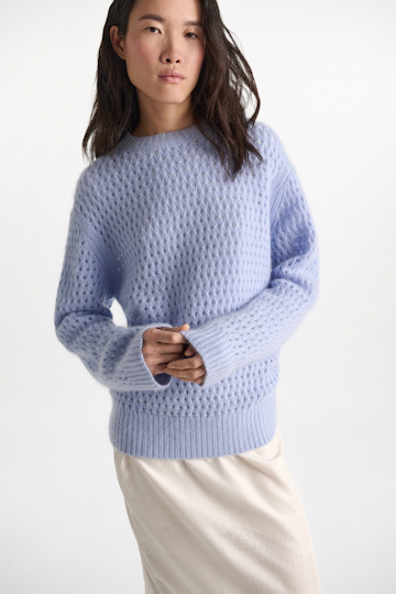 Dorothee Schumacher Open knit Merino-cashmere pullover arctic